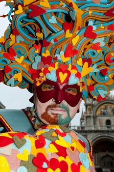 VENICE, ITALY - Febrary 7 2018: The masks of the Venice carnival 2018