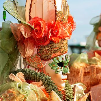 VENICE, ITALY - Febrary 5 2018: The masks of the Venice carnival 2018