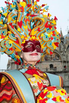 VENICE, ITALY - Febrary 7 2018: The masks of the Venice carnival 2018