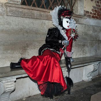 VENICE, ITALY - Febrary 6 2018: The masks of the Venice carnival 2018