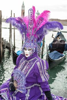 VENICE, ITALY - Febrary 23 2019: The masks of the Venice carnival 2019