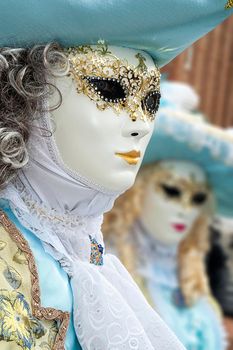 VENICE, ITALY - Febrary 7 2018: The masks of the Venice carnival 2018