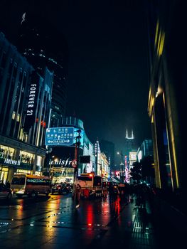 Nanjing Rd. Shanghai China , 2018 Pack of Tourists from Nanjing Rd. where so many shopping mall to The Bund tourist spots.