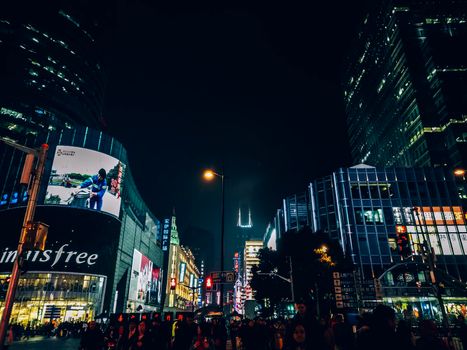 Nanjing Rd. Shanghai China , 2018 Pack of Tourists from Nanjing Rd. where so many shopping mall to The Bund tourist spots.
