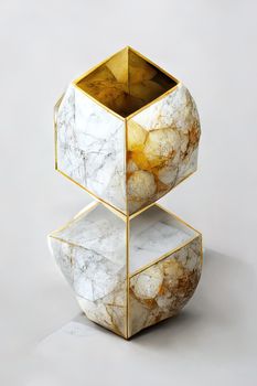 Abstract primitive shapes made of marble, 3d illustration