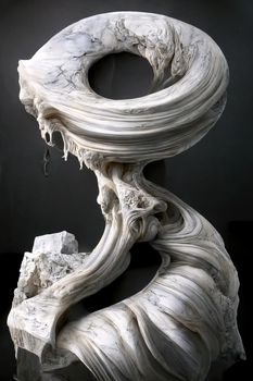 Abstract marble baroque sculpture, 3d illustration