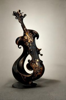 Picture of baroque violin statue, intricate details, 3D illustration