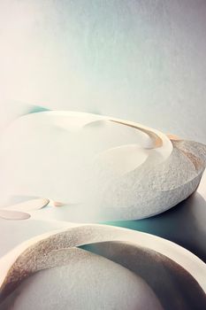 Abstract minimal background with interesting shape stones, 3d illustration