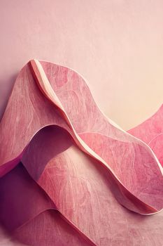 Abstract pink background, wavy fashion wallpaper, 3d illustration