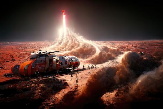 People arriving on Mars, 3d illustration