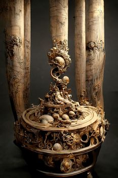 Baroque sculpture of drums, 3d illustration