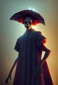 Portrait of a beautiful clown boy, 3d illustration