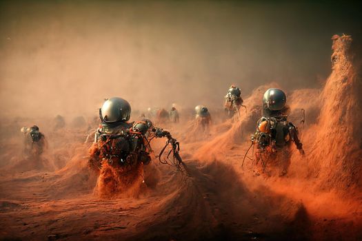 People arriving on Mars, 3d illustration