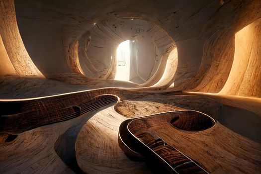 Inside of a guitar, intricate details,3D illustration