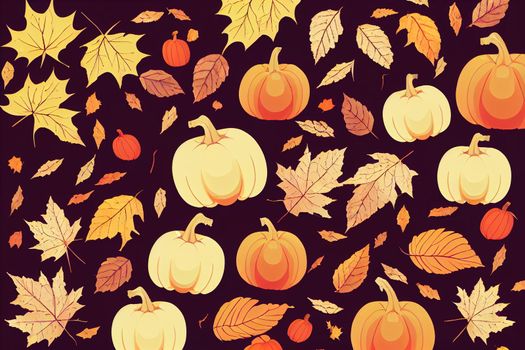 Autumn banner flat lay composition with pumpkins and fallen leaves and sweater with space for text High quality photo , anime style