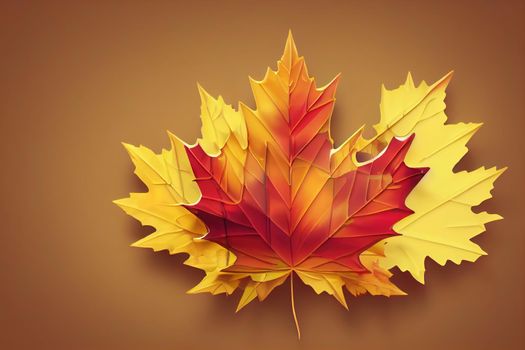Autumn sale banner 70 percent discount number with maple leaf on yellow background 3d render , anime style