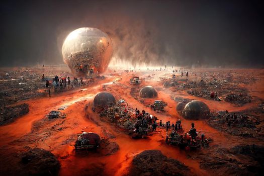 People arriving on Mars, 3d illustration