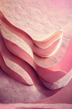 Abstract pink background, wavy fashion wallpaper, 3d illustration