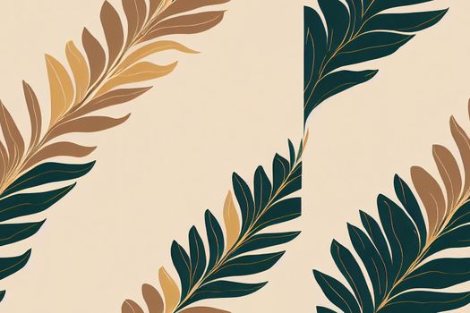 Tropical Palm leaves creatively arranged on pastel brown background Trendy luxury fashion pattern design Natural botany floral composition Flat lay , anime style