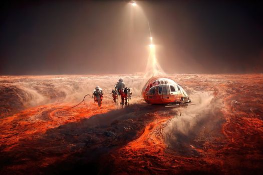 People arriving on Mars, 3d illustration