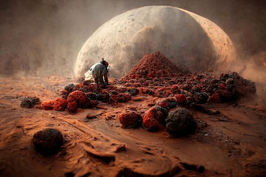 People arriving on Mars, 3d illustration