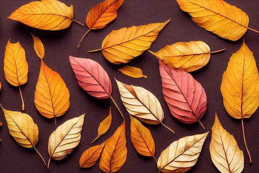 Autumn creative composition Dried leaves on white background Fall concept Autumn background Flat lay, top view, copy space , anime style