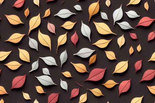 Autumn composition Pattern made of eucalyptus branches, cotton flowers, dried leaves on pastel gray background Autumn, fall concept Flat lay, top view , anime style