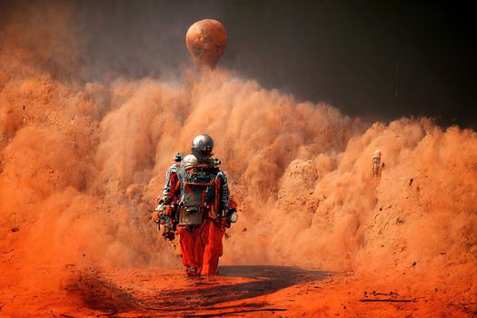 People arriving on Mars, 3d illustration