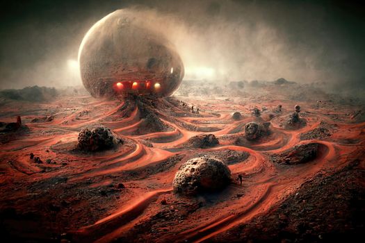 People arriving on Mars, 3d illustration