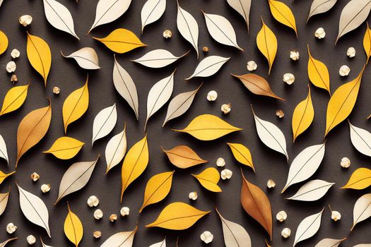 Autumn composition Pattern made of eucalyptus branches, cotton flowers, dried leaves on pastel gray background Autumn, fall concept Flat lay, top view , anime style