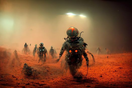 People arriving on Mars, 3d illustration