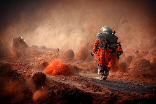 People arriving on Mars, 3d illustration