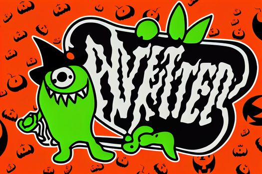 Monster Cigarette Weed Halloween illustrations for your work Logo mascot merchandise t shirt stickers and Label designs poster greeting cards advertising business company or brands, Anime Style