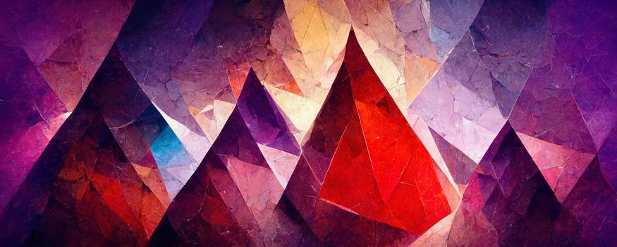 abstract 3D illustrations in the form of geometric triangles and polygons creating a bright background.