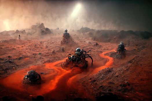 People arriving on Mars, 3d illustration