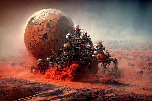 People arriving on Mars, 3d illustration