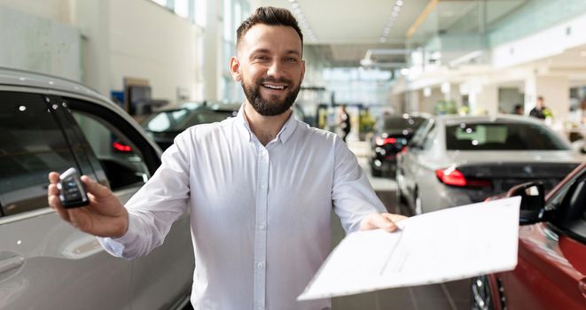 registration of an insurance policy in the salon of a car dealership.