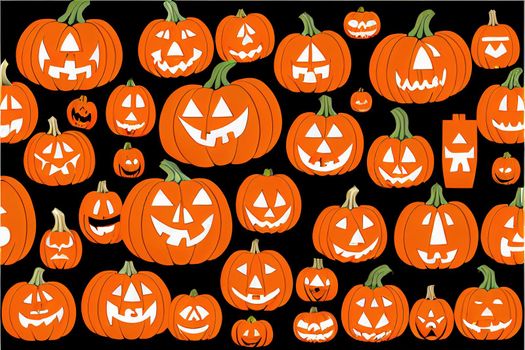 Halloween pumpkin set isolated on white background Scary Jack O Lantern Halloween pumpkin set, Anime Style