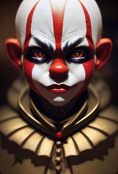 Portrait of a beautiful clown boy, 3d illustration