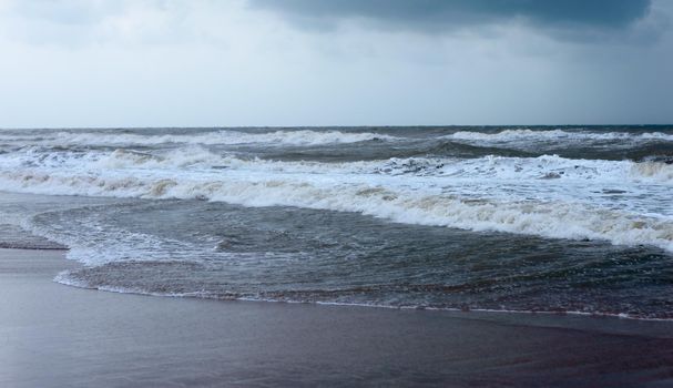 Sea Waves Crushing On Ocean Floor. Focus On Foreground. Puri, Odisha, India