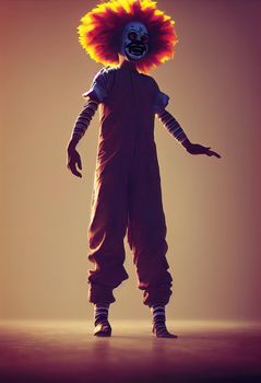 Portrait of a beautiful clown boy, 3d illustration