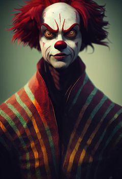 Portrait of a beautiful clown boy, 3d illustration