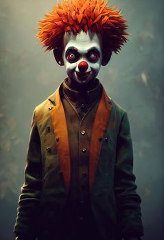 Portrait of a beautiful clown boy, 3d illustration