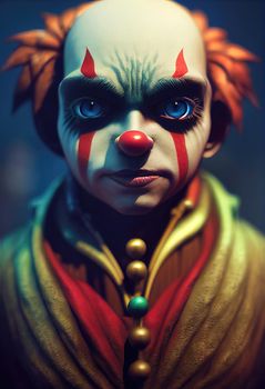 Portrait of a beautiful clown boy, 3d illustration