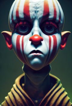 Portrait of a beautiful clown boy, 3d illustration