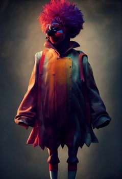 Portrait of a beautiful clown boy, 3d illustration