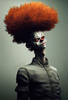 Portrait of a beautiful clown boy, 3d illustration