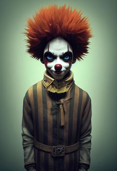 Portrait of a beautiful clown boy, 3d illustration