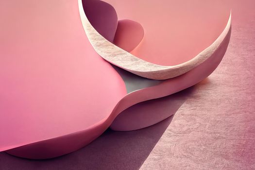 Abstract pink background, wavy fashion wallpaper, 3d illustration