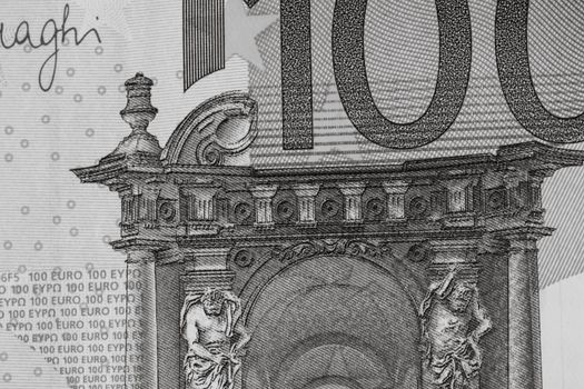 Close up macro detail of EURO money banknotes, detail photo of EURO. World money concept, inflation and economy concept